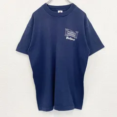 古着 used　FRUIT OF THE LOOＭ　半袖プリントTシャツ　クルーネック　シングルステッチ　紺　ネイビー　Lサイズ