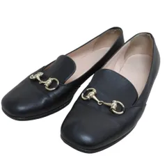 良品 GUCCI グッチ ホースビット レザー ローファー スリッポンシューズ 37 1/2 24.5cm相当 ブラック レディース 古着 中古 USED