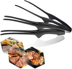 MMmall トング 焼肉 菜箸トング 焼肉用トング バーベキュー ステンレス (ブラック,  3本セット)