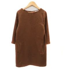 レディアゼル REDYAZEL ワンピース ミニ丈 七分袖 ラウンドネック 無地 S ブラウン /YK37