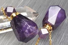 人気！ アメジスト　36.5x19.5mm　香水瓶 ペンダント ネックレス 1個売り パワーストーン 天然石 _PR3457-11