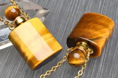 人気！ タイガーアイ　34x18mm　香水瓶 ペンダント ネックレス 1個売り パワーストーン 天然石 _PR3457-4