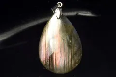 【１点物】シルバー925◇暖色シラー ラブラドライト　29x19mm　ドロップ ペンダントトップ パワーストーン 天然石 _PC8793
