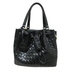 新品同様 Cole Haan コールハーン ウォーブン レザー スモール バケットバッグ ハンドバッグ ショルダーバッグ ブラック レディース 古着 中古 USED