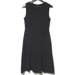 美品 FOXEY フォクシー ノースリーブ ひざ丈 アンティークブリック ワンピース 36840 サイズ40 ブラック レディース 古着 中古 USED