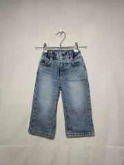 エイマーケット ライトブルー ウォッシュ バンディング デニム パンツ キッズ 2-3歳 0121