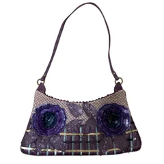 美品 JAMIN PUECH ジャマンピュエッシュ フラワー スパンコール ショルダーバッグ パープル レディース 古着 中古 USED