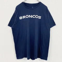 古着 used　NFL　半袖クルーネックプリントＴシャツ　デンバーブロンコス　フットボール　背番号　ネイビー　Lサイズ