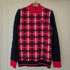 Dennis golf チェック パータン ニット セーター ゴルフウェア モックネック ハイネック タートルネックティー