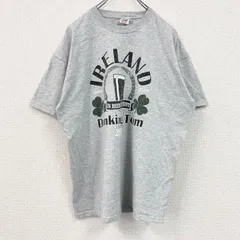 古着 used　FRUIT OF THE LOOM　半袖プリントTシャツ　アイルランド　クルーネック　レトロ　グレー　XLサイズ