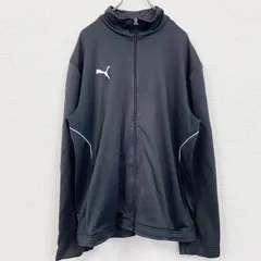 古着 used　PUMA　プーマ　長袖トラックジャケット　フルジップ　ジャージ　ワンポイントロゴ刺繍　黒　ブラック　Lサイズ