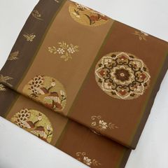 名古屋帯 唐織 華紋 鳳凰 正倉院 織り出し 九寸 正絹 着物 MA-3373