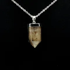 限定一点物　個性と存在感　ポイントカット【金運・仕事運】ブルッカイト・プラチナルチルクォーツ ネックレス チェーン付　Silver925｜ghrpnt11　天然石 約10g｜贈り物にも パワーストーン お守り メンズ レディース｜ 天然石の卸　京の蔵