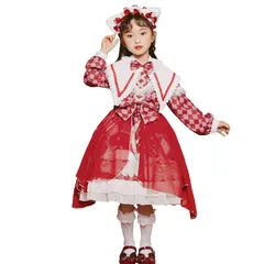 キッズ ロリータ ワンピース 女の子 長袖 プリンセスドレス 春夏対応 セットアップ 洋装 クラシカル フリル レース デザイン 発表会 演奏会 ステージ衣装 記念撮影 パーティー 子供用 ロングドレス 可愛い