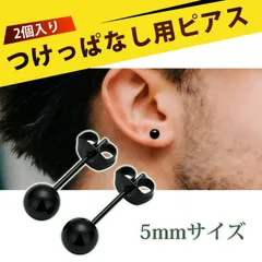 【2個入り】つけっぱなし用ピアス ぴあす ピアス つけっぱなし ボールピアス ステンレスボール細針イヤリング 日常 通勤 デート おしゃれ 小さめ 軽量 プレゼント 男女兼用 (ブラック 5mm)