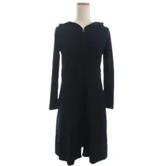 トッカ TOCCA ジップアップ ニット ワンピース フード ネイビー XS ■ECT