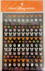 東京ディズニーリゾート ミニシール(台紙/黒) パンプキン&おばけ&コウモリ&海賊&マミー/Disney's HALLOWEEN