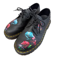 新品同様 Dr.Martens ドクターマーチン スカルローズプリント レザー 3ホール レースアップシューズ UK4 23cm相当 ブラック レディース 古着 中古 USED
