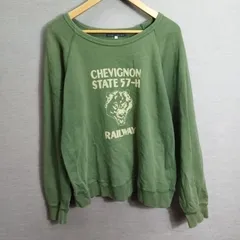 CHEVIGNON シェビニオン スウェット トレーナー 裏毛 クルーネック 長袖 スウェット プリント コットン オオカミ ウルフ フェード 襤褸 グランジ パンク 90s A353