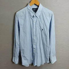 Ralph Lauren ラルフ ローレン 長袖 シャツ BD ボタンダウン BLAKE ウィンドウペン チェック柄 コットン ポニー 刺繍 アイビー メンズ サイズ L ブルー系 A355