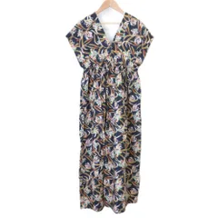 良品 MARIHA マリハ 夏の光ドレス ノースリーブ Vネック ギャザーフレアロングワンピース サイズ36 ダークネイビー レディース 古着 中古 USED