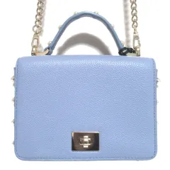 新品同様 Kate Spade ケイトスペード フェイクパールデザイン ターンロック 2WAY クロスボディ ショルダーバッグ ライトブルー レディース 古着 中古 USED