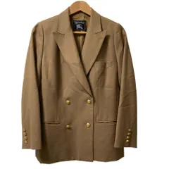 美品 Burberrys バーバリーズ 金釦 ダブルジャケット テーラードジャケット ブレザー サイズ42 ブラウン レディース 古着 中古 USED