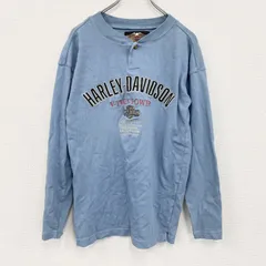 古着 used　HARLEY DAVIDSON　ハーレーダビッドソン　長袖プリントTシャツ　水色　ライトブルー　XSサイズ