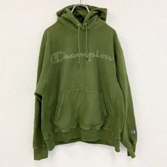 古着 used　champion　チャンピオン　リバースウィーブ　プリントスウェットパーカー/フーディー　カーキ　Lサイズ