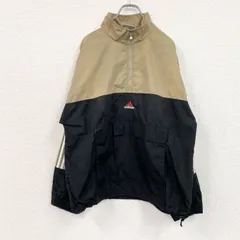 古着 used　90s　adidas　アディダス　アノラックナイロンジャケット　ヴィンテージ　黒　ブラック　ベージュ　Lサイズ