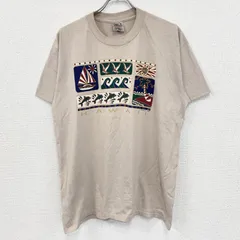 古着 used　90s　ONEITA　半袖プリントTシャツ　シングルステッチ　ベージュ　XLサイズ