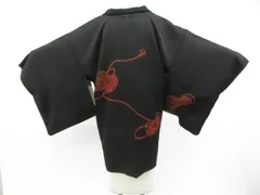 【一輝堂】黒羽織 鼓 羽織紐付 正絹 着物 身丈約80cm 裄丈約63.5cm 26z01-119