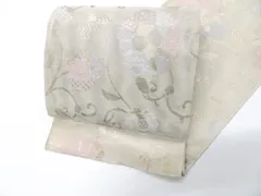 【一輝堂】袋帯 六通柄 夏物 夏 唐花 芯無し 正絹 26b01-26