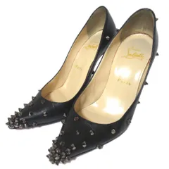 美品 Christian Louboutin クリスチャンルブタン DEGRASPIKE 100 KID スタッズ ポインテッドトゥ パンプス 35.5 約22.5cm ブラック レディース 古着 中古 USED