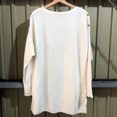 1539 LAULEN RALPH LAUREN チュニックセーター ホワイト XL ローレンラルフローレン ニット コットン リブ編み 古着卸 アメリカ仕入