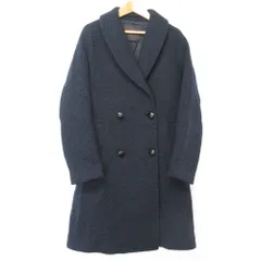 美品 MASSIMO PIOMBO マッシモピオンボ ダブルブレスト ウール ロングコート サイズ38 ネイビー ブラック  レディース 古着 中古 USED