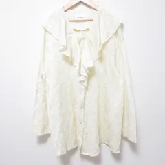 美品 24SS AMERI アメリ 2WAY EMBROIDERY RUFFLE BLOUSE 長袖 ブラウス シャツ 01410490551 サイズF アイボリー レディース 古着 中古 USED