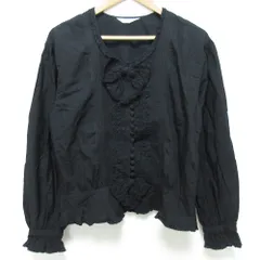 美品 PINK HOUSE ピンクハウス ピコフリル リボンブラウス ブラック レディース 古着 中古 USED