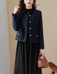 新品⭐︎大きいサイズ☆厚手ジャケット3Lブレザーネイビーエレガント韓国風レディース