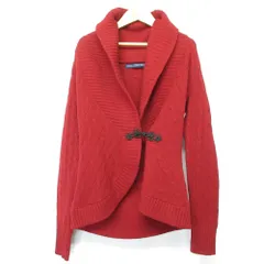 美品 RALPH LAUREN SPORT ラルフローレンスポーツ アンゴラブレンド ショールカラー ケーブルニット カーディガン Sサイズ レッド レディース 古着 中古 USED