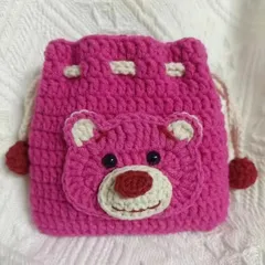 かぎ針編み 可愛い キャラクター ボトム収納ポーチ 巾着タイプ