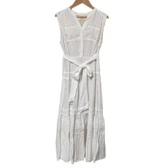 良品 24SS Herlipto ハーリップトゥ Scala Lace-Trimmed Dress ノースリーブワンピース Mサイズ ホワイト レディース 古着 中古 USED