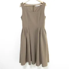 FOXEY NEW YORK フォクシーニューヨーク サイドギャザー ノースリーブ ワンピース 34082 サイズ40 ブラウン レディース 古着 中古 USED