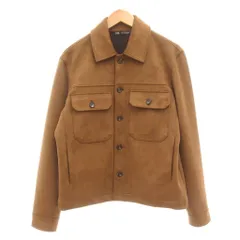ザラ ZARA フェイクスエード トラッカージャケット オーバーシャツ S 茶 ブラウン 長袖 レギュラーカラー フラップポケット /UO