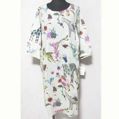 未使用 OLLEBOREBLA オレボレブラ アルベロベロ ぶたさん プリント ワンピース 215012 サイズM ライトベージュ レディース 古着 中古 USED