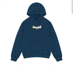 L DENIM TEARS(デニムティアーズ) 刺繍 ロゴ フーディー Tシャツ ネイビー