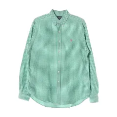 ポロラルフローレン Classic フィット ギンガム CHECK シャツ ピンク ポニー グリーン