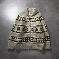 GQ4624◇TUAK：カウチンニットセーター◇ベージュ系 カナダ製 ノルディック柄のサムネイル