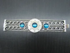 現状品  樹脂ストーン ブルー系 チェーン ブレスレット ステンレス製 アクセサリー 服飾小物 保管81