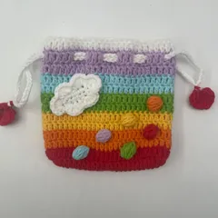 毛糸 かぎ針編み キュート ボトムポーチ 巾着 収納